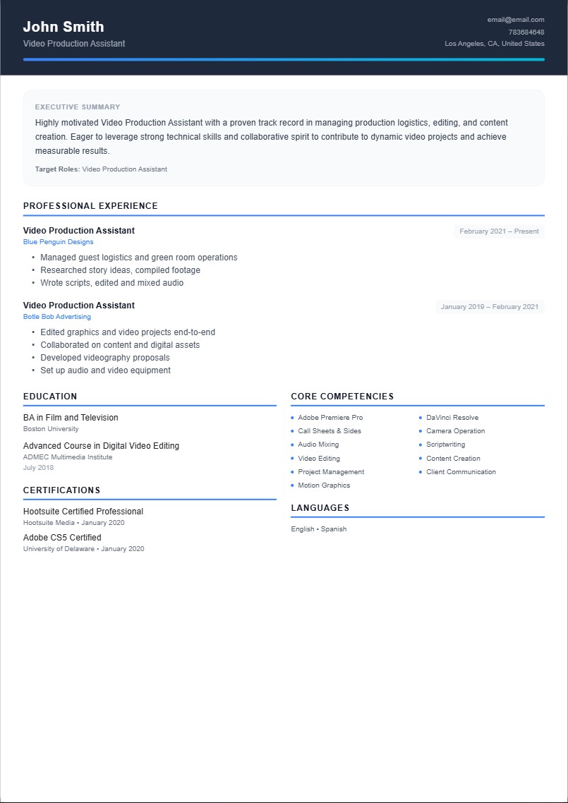 Resume template preview